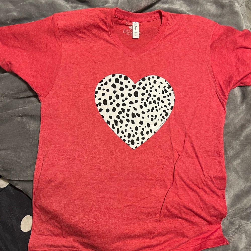 Tultex Red Short Sleeve Tee with Heart Design